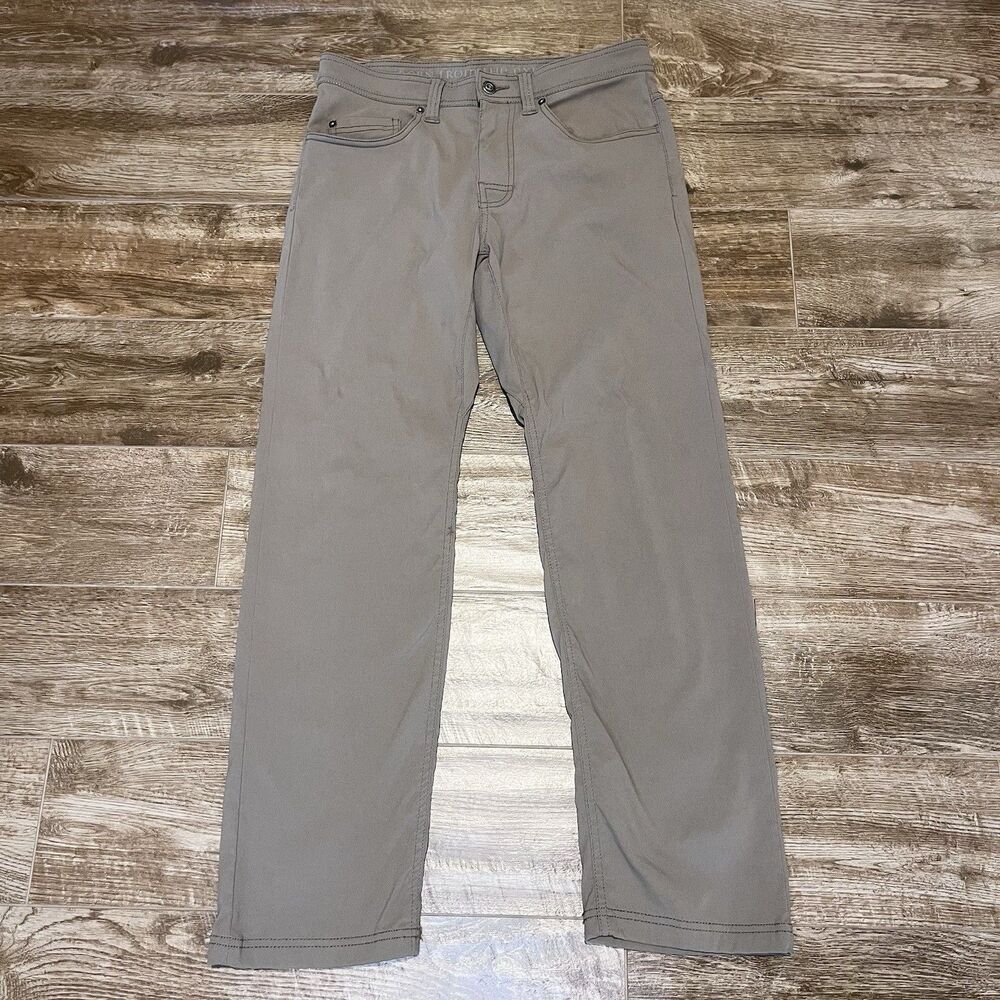 Prana Brion Pants Mens 30x29 Olive Green Slim Fit Performance Stretch Hiking